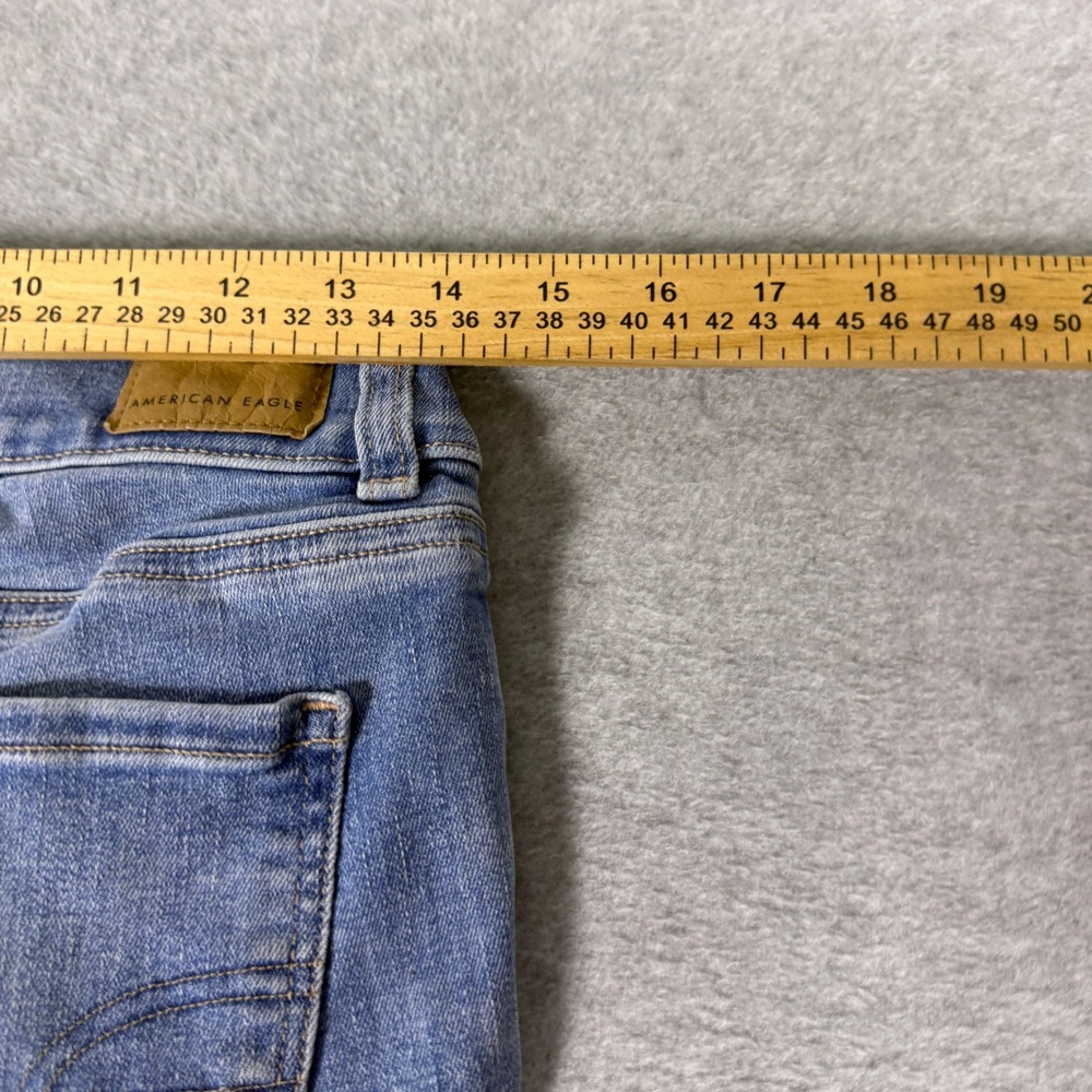 American Eagle Next Level Stretch Jeans Women 2 Blue Cropped Straight Side Slit - Picture 5 of 6